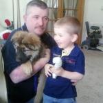 Bolt with Dillion and his dad the day they pick up Bolt
Onis and Jerry Lee puppy